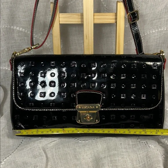 Arcadia made in Italy patent leather bag with removable strap